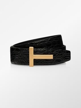 Tom Ford Genuine Crocodile T Icon Belt – Made in Italy (Size 95)